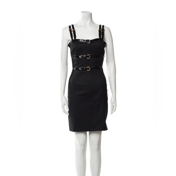 DOLCE & GABBANA Black Patent Buckle Strap Bondage Sexy Mini Dress 38 US 2 FLAWED - Picture 5 of 13